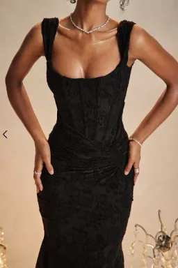House of CB Cesca Corset Ruched Maxi Dress Black Size XS / AU 6 for rent on The Volte - image 4