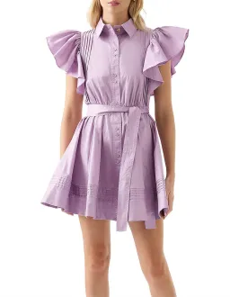 Aje Kindred Frill Mini Dress Lilac Size 12 for rent on The Volte - image 1