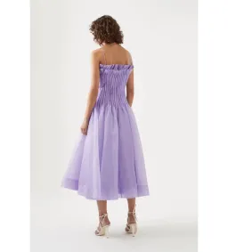 Aje Horizon Pintucked Midi Dress Lilac Size 6 for rent on The Volte - image 5