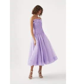 Aje Horizon Pintucked Midi Dress Lilac Size 6 for rent on The Volte - image 4