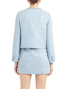 Self Portrait Boucle Jacket and Mini Skirt Set in Blue Sequin Size AU 10 for rent on The Volte - image 3