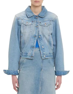 Victoria Beckham Padded Denim Jacket Pale Blue Wash Size  for rent on The Volte - image 1