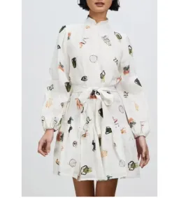 Alemais Hera Mini Dress White Print Size AU 6  for rent on The Volte - image 2