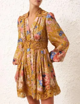 Zimmermann August Plunge Mini Dress Multi Print Size 1 / AU 10 for rent on The Volte - image 2