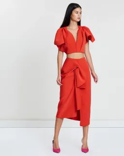 Acler Crawford Midi Set Red Size 8  for rent on The Volte - image 2