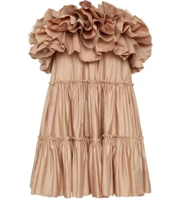 Aje Allure Tiered Ruffle Mini Dress in Beige Size 8 for rent on The Volte - image 4