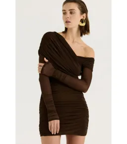 Henne Paris Mini Dress Brown Size AU 10 for rent on The Volte - image 6