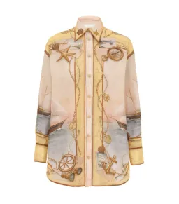 Zimmermann Scarborough Relaxed Shirt and Short Set Yellow Nautical Map Size 1 / AU 10 for rent on The Volte - image 1