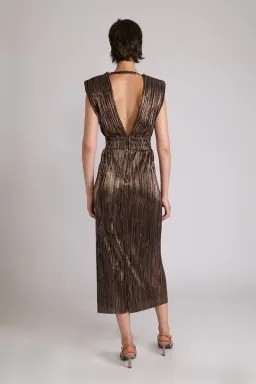 Sabina Musayev Margot Midi Dress in Bronze Black  Size L AU 12 for rent on The Volte - image 3
