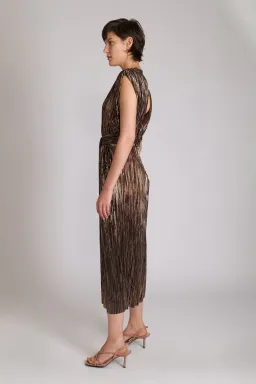Sabina Musayev Margot Midi Dress in Bronze Black  Size L AU 12 for rent on The Volte - image 2