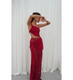 Deconduarte Paradiso Maxi Dress in Wine Red Size XS / AU 6 for rent on The Volte - image 3