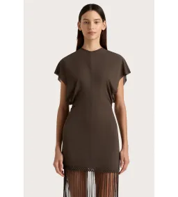 Faithfull the Brand Brita Fringe Mini Dress Chocolate Brown Size 10/M for rent on The Volte - image 4