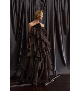 Aje Pandorea Layered Maxi Dress Carob Size AU 12 for rent on The Volte - image 1