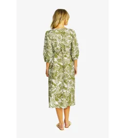Ping Pong Flora V-Neck Button Midi Dress in Green Size 10/M for rent on The Volte - image 4