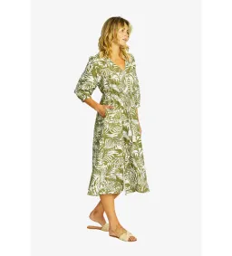 Ping Pong Flora V-Neck Button Midi Dress in Green Size 10/M for rent on The Volte - image 3