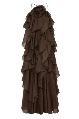 Aje Pandora Layered Dress Maxi Carob Size AU 6 for rent on The Volte - image 3