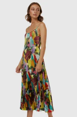 Gorman  Broad Leaf Pleated Midi Dress Multi Size 10 for rent on The Volte - image 1