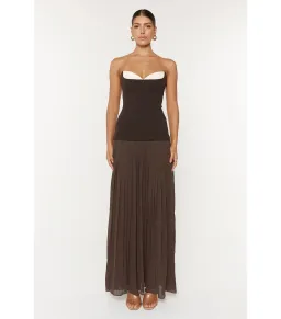 She is OLLÁ Nicolette Maxi Dress Espresso Size M / AU 10 for rent on The Volte - image 1