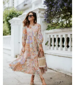 Zimmermann Cira Tiered Shirt Dress Patch Multi Floral Size 2 AU 12 for rent on The Volte - image 2