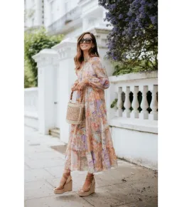 Zimmermann Cira Tiered Shirt Dress Patch Multi Floral Size 2 AU 12 for rent on The Volte - image 1