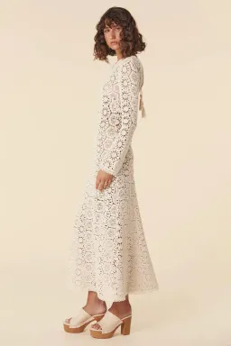 Spell Helena Crochet Lace Midi Dress Cream Size L AU 12 for rent on The Volte - image 2