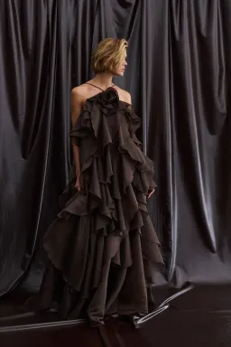 Aje Pandorea Layered Maxi Dress Carob Brown Size 8 for rent on The Volte - image 1