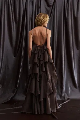 Aje Pandorea Layered Maxi Dress Carob Brown Size 8 for rent on The Volte - image 2