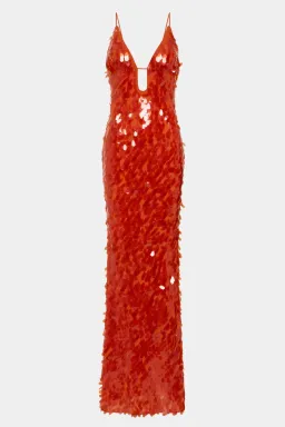 Misha Sapphire Sequin Maxi Dress Red Size 8/S for rent on The Volte - image 2