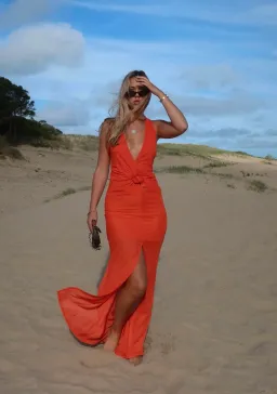 She is Olla Berlin Maxi Dress in Tangerine Size XS AU 6 for rent on The Volte - image 1