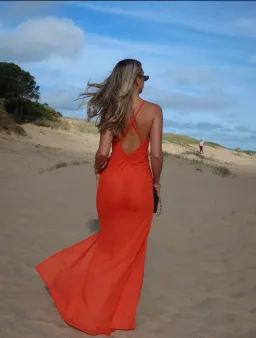 She is Olla Berlin Maxi Dress in Tangerine Size XS AU 6 for rent on The Volte - image 2