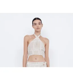 Bec and Bridge Salma Halter Crop Top and Wrap Mini Skirt Set Checkers Size AU 6 for rent on The Volte - image 1
