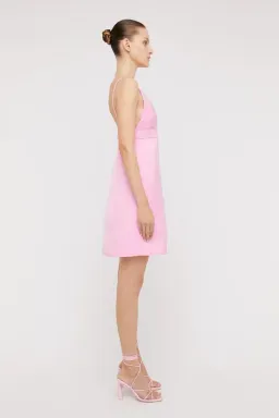 Scanlan Theodore The Satin Shoestring Mini Dress in Pink Size 8 for rent on The Volte - image 4