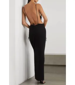 Christopher Esber Open-back Embellished Ruched Crepe Maxi Gown Black Size AU 6 for rent on The Volte - image 2