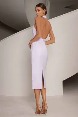 Elle Zeitoune Angela Lavender Outlet Midi Dress Lilac Size 8 for rent on The Volte - image 3