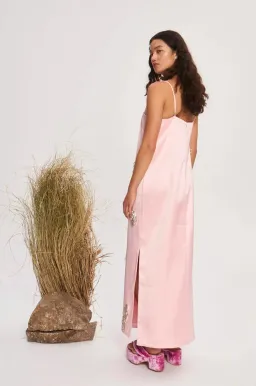 Alemais Cindy Embellished Slip Midi Dress in Pink Size 8 for rent on The Volte - image 2