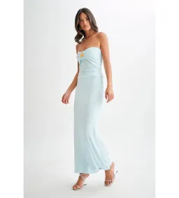 Meshki Winslet Top And Bruna Slinky Fishtail Maxi Skirt in  Sky Blue Set Size AU 10 for rent on The Volte - image 3