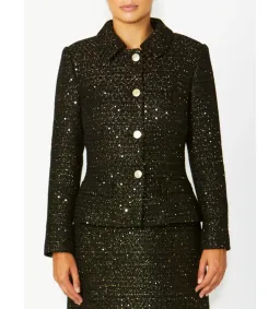Anthea Crawford Cara Tweed Jacket Black One Size for rent on The Volte - image 4