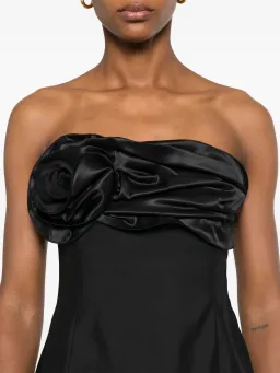Magda Butrym Strapless Ruched Flower Midi Dress in Black Size 34 / AU 6 for rent on The Volte - image 2