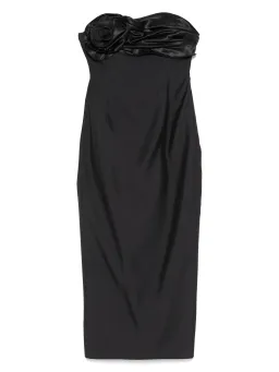 Magda Butrym Strapless Ruched Flower Midi Dress in Black Size 34 / AU 6 for rent on The Volte - image 3