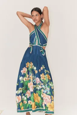 Alemais Lyla Halter Midi Dress Blue Size AU 6 for rent on The Volte - image 2