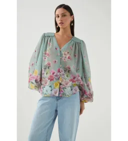 Aje Dreamscape Blouse Mist Collage Floral for rent on The Volte - image 2