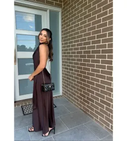 Significant Other Adriana Halter Gown Chocolate Size 6 for rent on The Volte - image 5