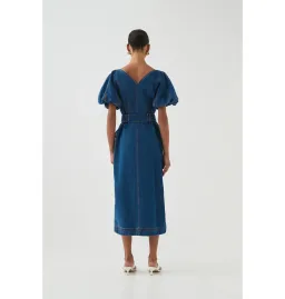 Aje Harper Midi Dress Denim Size 10/M for rent on The Volte - image 3