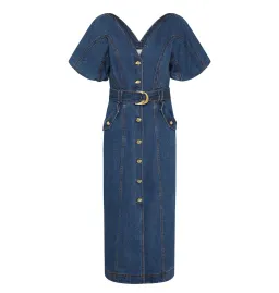 Aje Harper Midi Dress Denim Size 10/M for rent on The Volte - image 7