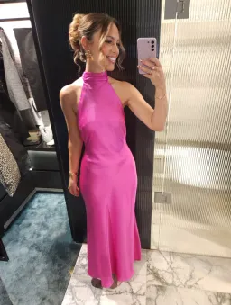 MISHA Evianna Satin Gown Maxi Hot Pink Size 8/S for rent on The Volte - image 5