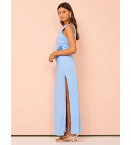 Issy Off Shoulder Flower Maxi Dress in Blue Size M / AU 10 for rent on The Volte - image 2