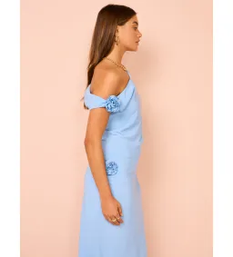 Issy Off Shoulder Flower Maxi Dress in Blue Size M / AU 10 for rent on The Volte - image 3