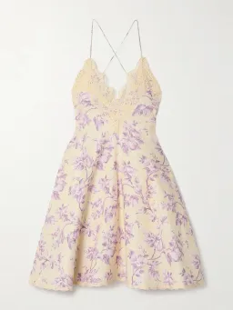 Zimmermann Halliday Swing Mini Dress in Yellow/Lilac Floral Size 2 / AU 12 for rent on The Volte - image 4
