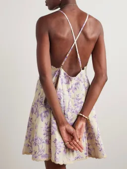 Zimmermann Halliday Swing Mini Dress in Yellow/Lilac Floral Size 2 / AU 12 for rent on The Volte - image 3