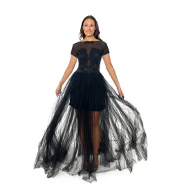 Jonte Illusion Lace Gown Black Size AU 10 for rent on The Volte - image 1